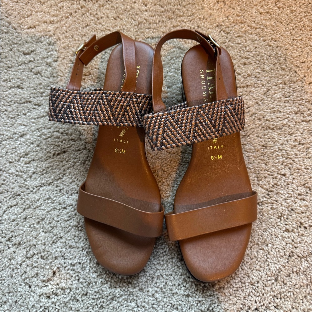 Brown Woven Strap Sandals